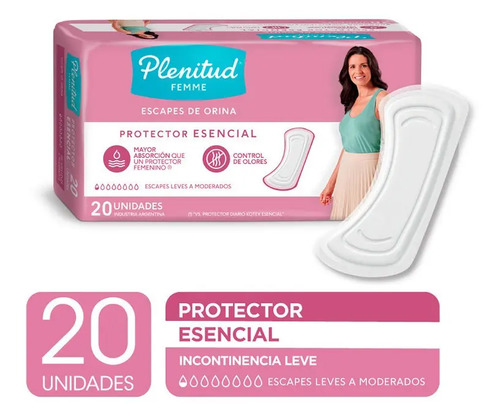 Imagen 2 de 3 de Plenitud Femme Protector Esencial X20. Incontinencia Leve
