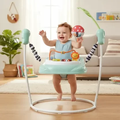 Imagen 2 de 5 de Jumper Saltarin Para Bebé Cómodo Y Seguro Con Juguetes Love Celeste