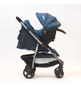 Miniatura 2 de 7 de Cochecito Travel System Azul Con Manillar Rebatible