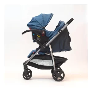 Miniatura 4 de 7 de Cochecito Travel System Azul Con Manillar Rebatible