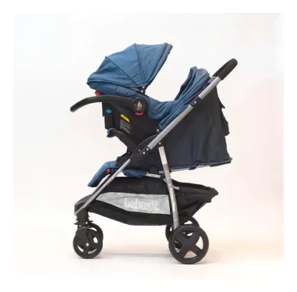 Imagen 4 de 7 de Cochecito Travel System Azul Con Manillar Rebatible
