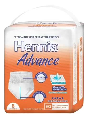Imagen 1 de 3 de Ropa Interior Descartable Hennia Advance Extra Grande (EG) x 8 unidades