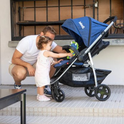 Imagen 5 de 7 de Cochecito Huevito Travel System Y Manillar Rebatible Bebesit Gris Claro