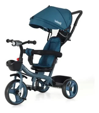 Triciclo Bebesit azul 360° Joy con barra de empuje y luz