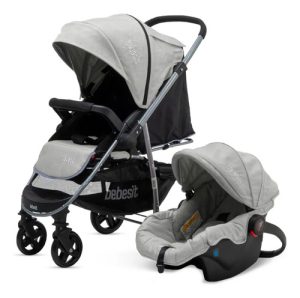 Miniatura 1 de 7 de Cochecito Huevito Travel System Y Manillar Rebatible Bebesit Gris Claro