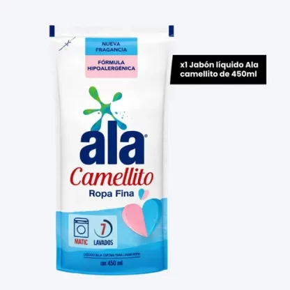 Imagen 4 de 5 de Jabón líquido Ala Camellito ropa fina Matic 450 ml