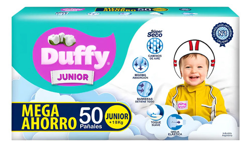 Imagen 1 de 4 de Pañales Duffy Junior X 50 Un +18kg