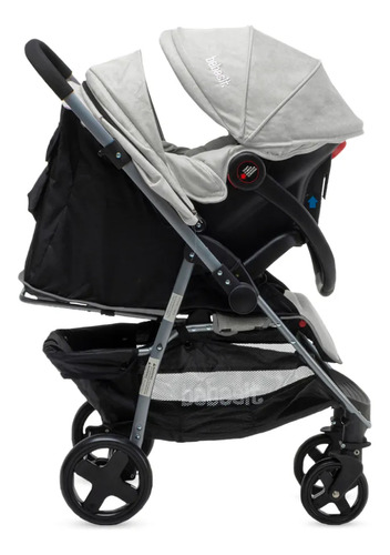 Imagen 2 de 7 de Cochecito Huevito Travel System Y Manillar Rebatible Bebesit Gris Claro