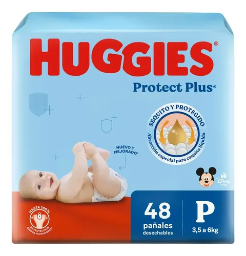 Imagen 1 de 5 de Pañales Huggies Protect Plus Talle P x 48 unidades