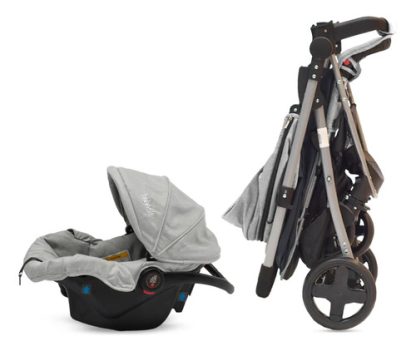 Imagen 7 de 7 de Cochecito Huevito Travel System Y Manillar Rebatible Bebesit Gris Claro