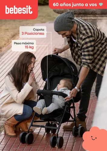 Imagen 2 de 6 de Cochecito Bebesit 1058 Paraguita Neuf Negro