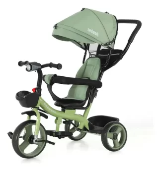 Triciclo Bebesit verde 360° Joy con barra de empuje y luz