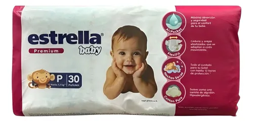 Imagen 1 de 1 de Pañales Estrella Premium Pequeño P 30 unidades