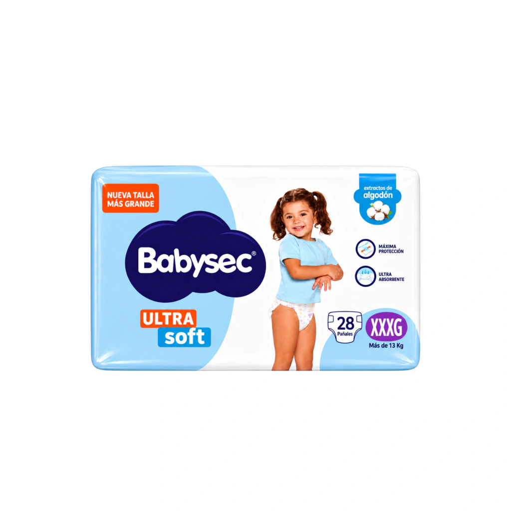 Imagen 1 de 3 de Pañales Babysec Ultra Soft XXXG x 28 unidades (+18 kg)