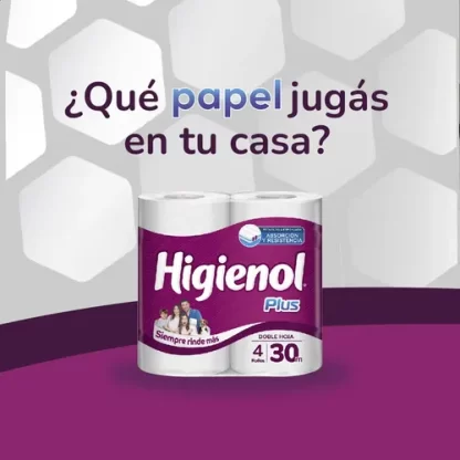 Imagen 4 de 5 de Papel higiénico Higienol Plus Fusión doble hoja 4 x 30 m