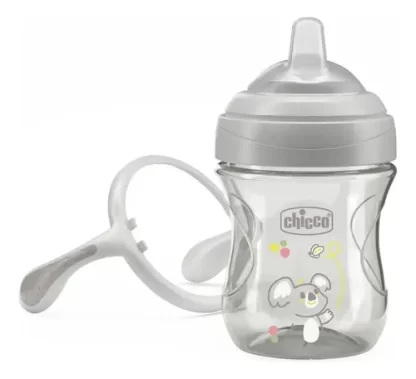 Imagen 4 de 12 de Vaso Chicco Transition Cup Antiderrame Con Asas  4m+ 200ml Color Gris