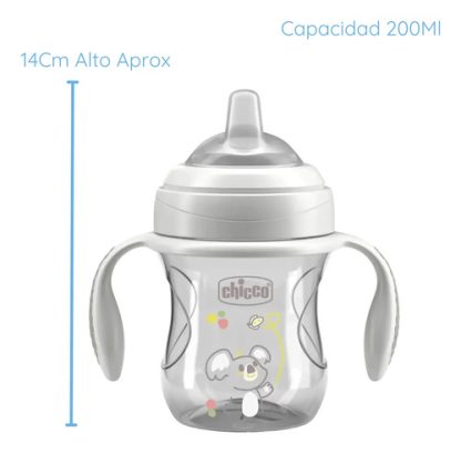 Imagen 10 de 12 de Vaso Chicco Transition Cup Antiderrame Con Asas  4m+ 200ml Color Gris