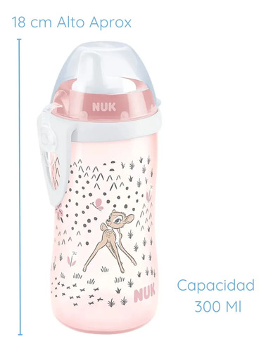 Imagen 6 de 7 de Vaso Antiderrame Nuk Kiddy Cup Disney Bambi De 300 Ml Rosa