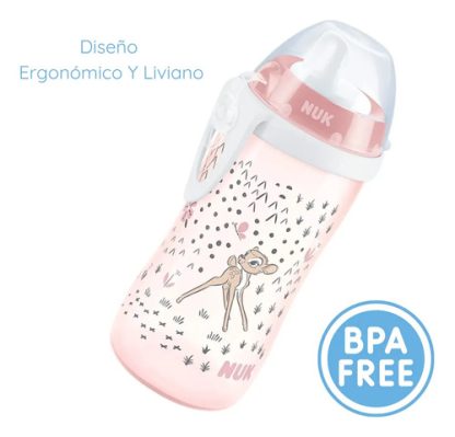 Imagen 5 de 7 de Vaso Antiderrame Nuk Kiddy Cup Disney Bambi De 300 Ml Rosa
