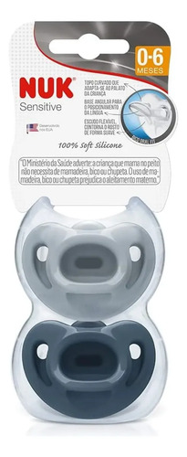 Chupete Nuk Sensitive Soft azul 0-6 meses pack x2