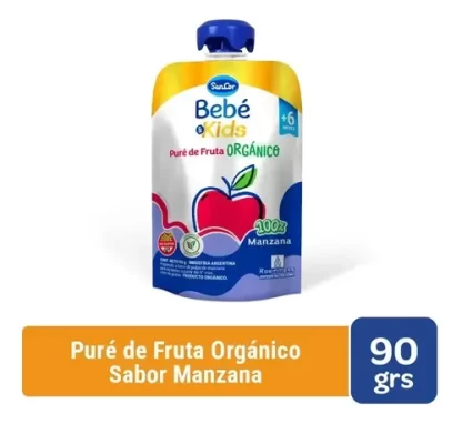 Imagen 1 de 3 de Puré De Frutas Orgánico Sabor Manzana Sancor Bebé & Kids Pouch 90g