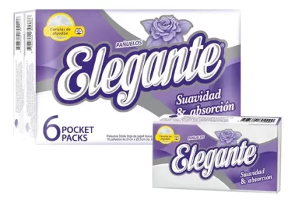 Imagen 2 de 3 de Pañuelos Elegante 10 unidades  x6 Paquetes  Doble Hoja