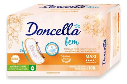 Imagen 1 de 2 de Aposito Incontinencia Fuerte Doncella Maxi 34cm 10 Unidades