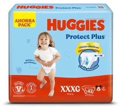 Imagen 5 de 5 de Pañales Huggies Protect Plus Xxxg X 42 Unidades Extra Extra Extra Grande 18 a 25 kg