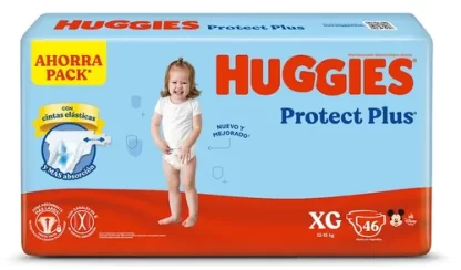 Imagen 2 de 5 de Pañales Huggies Protect Plus Xg x46 unidades Extra Grande 12 a 15 kg