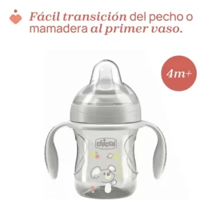 Miniatura 2 de 12 de Vaso Chicco Transition Cup Antiderrame Con Asas  4m+ 200ml Color Gris