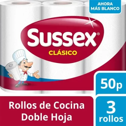 Imagen 2 de 3 de Rollos de cocina Sussex Clásico doble hoja 3 x 50 paños