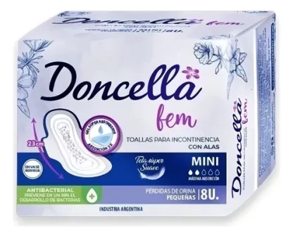 Imagen 1 de 1 de Toallas Para Incontinencia Leve Doncella Fem Mini Aposito X 8