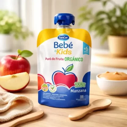 Imagen 2 de 3 de Puré De Frutas Orgánico Sabor Manzana Sancor Bebé & Kids Pouch 90g