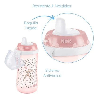Imagen 3 de 7 de Vaso Antiderrame Nuk Kiddy Cup Disney Bambi De 300 Ml Rosa