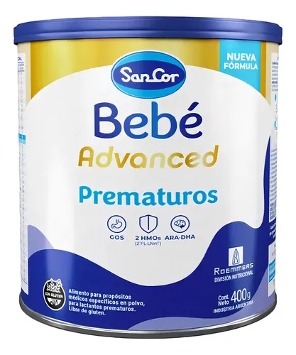 Imagen 1 de 2 de Leche En Polvo Sancor Bebe Advanced Prematuros 400 Gr Sabor Neutro
