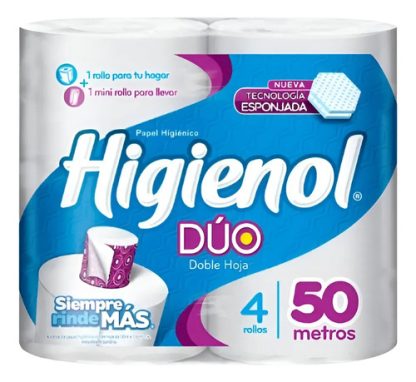 Imagen 1 de 1 de Papel higiénico Higienol Dúo doble hoja 4 x 50 m con yapa