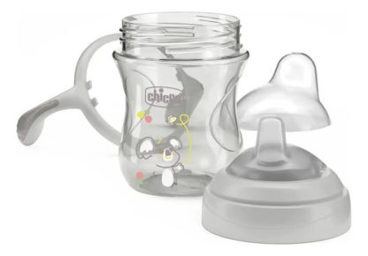 Imagen 5 de 12 de Vaso Chicco Transition Cup Antiderrame Con Asas  4m+ 200ml Color Gris