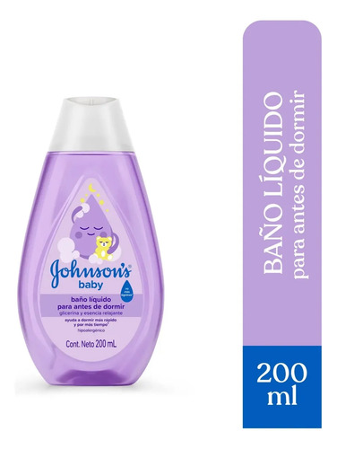Imagen 3 de 3 de Baño Líquido Johnson's Baby Para Antes de Dormir 200 ml