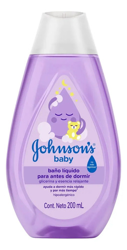 Imagen 2 de 3 de Baño Líquido Johnson's Baby Para Antes de Dormir 200 ml