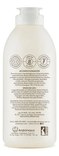 Imagen 2 de 7 de Acondicionador Aveno Infantil Hidratante Para Piel Sensible De 250 Ml