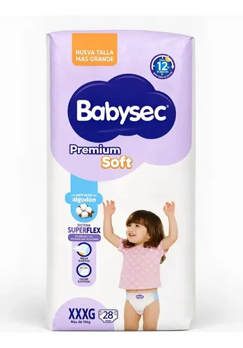 Imagen 1 de 5 de Pañales Babysec Premium Soft Xxxg Con 28 Unidades Extra Extra Extra Grande (xxxg) Sin Género