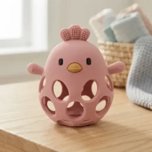 Miniatura 1 de 9 de Mordillo Silicona Bebé Pollito Sonajero Apto Para Morder
