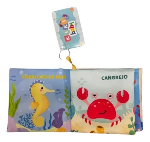 Miniatura 5 de 7 de Libro De Tela Bebé Animales De Mar Estimulación Sensorial Multicolor