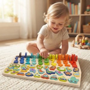 Miniatura 3 de 8 de Encastre Madera Números Con Cuentas Juego Didáctico Contar Surtido