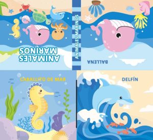 Miniatura 1 de 7 de Libro De Tela Bebé Animales De Mar Estimulación Sensorial Multicolor