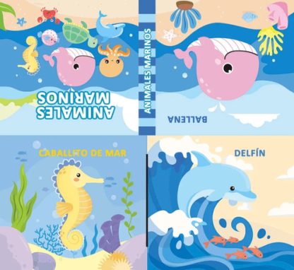Imagen 1 de 7 de Libro De Tela Bebé Animales De Mar Estimulación Sensorial Multicolor