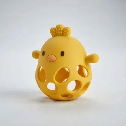 Imagen 8 de 9 de Mordillo Silicona Bebé Pollito Sonajero Apto Para Morder