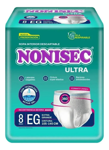 Imagen 1 de 3 de Ropa interior descartable Nonisec XG — 8 unidades