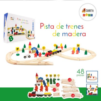 Imagen 7 de 9 de Pista De Tren Madera Con Trencito Y Accesorios Juguete Surtido
