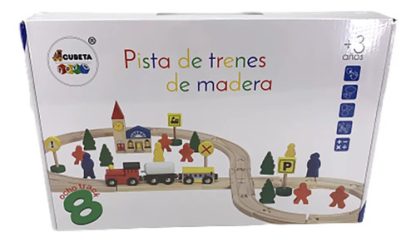 Imagen 6 de 9 de Pista De Tren Madera Con Trencito Y Accesorios Juguete Surtido